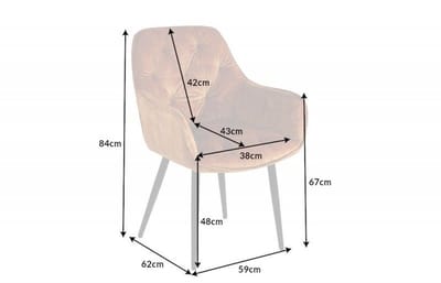 Design stoel MILANO mosterdgeel fluweel met Chesterfield quilting - 41179