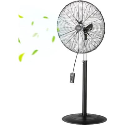 VEVOR Industriële staande ventilator, 670 mm, 85 graden oscillerende ventilator, in hoogte verstelbare ventilator met 3 instelbare snelheden, windmachine voor fabriek, werkplaats, magazijn, zwart