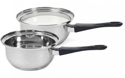 Set van 2x stuks steelpannen/sauspannen London 18 cm - 3 liter - Voor o.a. saus en jus - Steelpannetjes