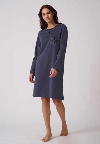 Damart - Slipdress mesh jersey, lengte 95 cm - Dames - Blauw - 38-40 (S)