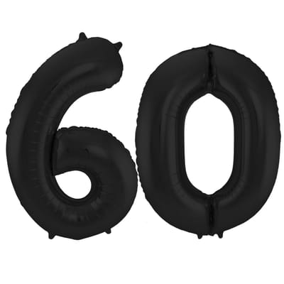 Folat Verjaardag Leeftijd folieballon - 60 jaar - zwart - 86 cm - cijferballon groot