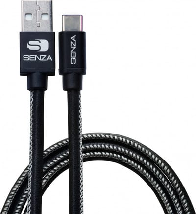 Senza Premium Leren USB-C Kabel 1.5 Meter Zwart