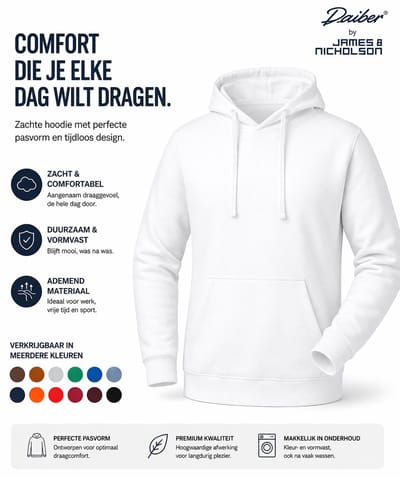 James And Nicholson Heren Basis Hoodie (Wit)