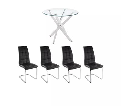 Vente-unique Tafelset met eettafel COSIMA + 2 stoelen NADYA - Zwart