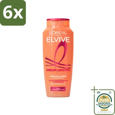 L'Oréal Elvive Dream Lengths Shampoo 250 ml - Voordeelverpakking - 6 stuks - Herstel shampoo - Keratine shampoo