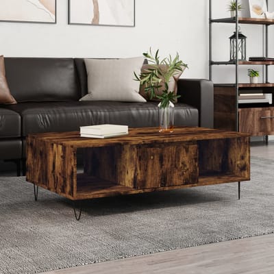 vidaXL - Salontafel - 104x60x35 - cm - bewerkt - hout - gerookt - eikenkleurig