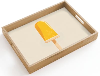 Dienblad hout 40x30 cm - Schootdienblad - Oranje - Stokje - Waterijsje - Borrelplank rechthoek - Plateau dienbladen