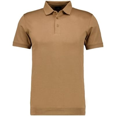 Ragman Pima Cotton Uni Color Polo Bottom Rib Chestnut / male