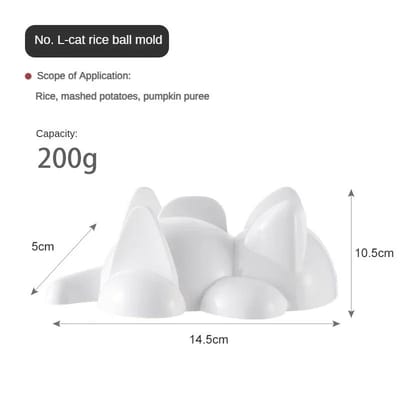 Moule à Boule de Riz Chat Sécurité Alimentaire pour Enfants Bébés Alimentation Riz Moule Animal Mignon Outils de Cuisine white