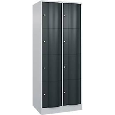 C+P Resisto lockerkast, 2 vakken, 8 vakken, B 772 x D 640 x H 1950 mm, lichtgrijs/antracietgrijs