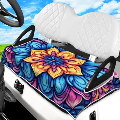 Golfkar Stoelhoezen en Handdoek met Mandala-patroon - 100% Microvezel, Universele Pasvorm voor Golfaccessoires, Comfortabel en Duurzaam 129 x 78 cm