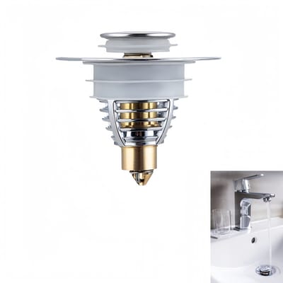 1 stuk - Pop-up gootsteenplug - universele badstop - messing afvoerfilter - met antiverstoppingszeef - voor bad, keuken en gootsteen - 62*58mm - zilver