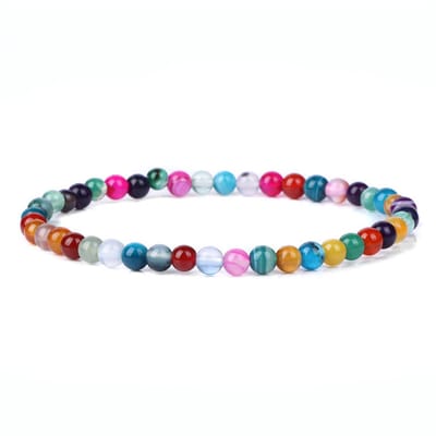 Bixorp Gems Regenboog Botswana Agaat Edelstenen Armband 4mm - Edelsteen Kralenarmband - Spiritueel Cadeau - 18cm