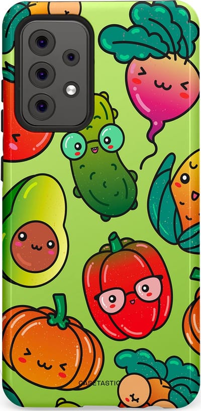 Casetastic Hoesje Geschikt voor Samsung A52 (4G/5G/s) - Stijlvolle Beschermende Duo-layer Case - Cartoon Groente Mix