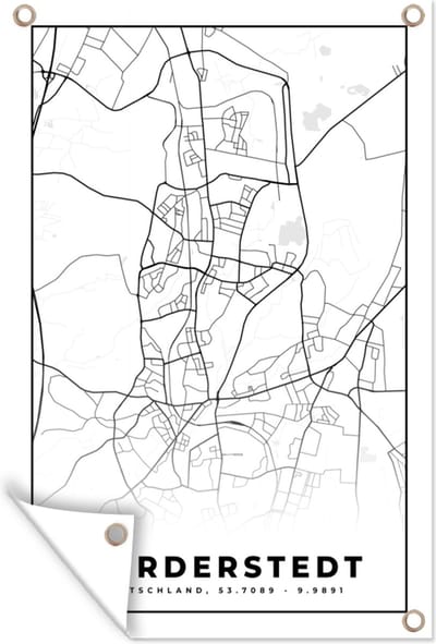 Muurdecoratie Norderstedt - Kaart - Plattegrond - Stadskaart - 120x180 cm - Tuinposter - Tuindoek