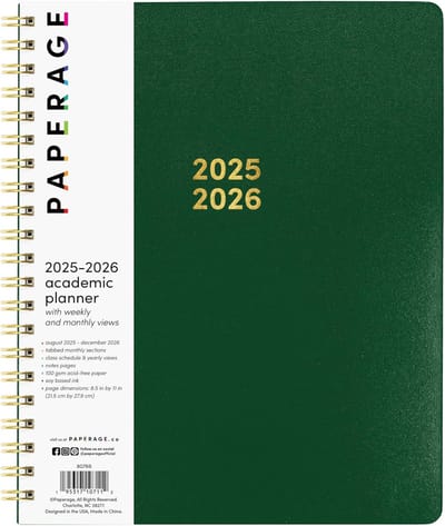 Academische planner - Wekelijkse maandelijkse planner - Studieplanning organiseren - 17 maanden planning - Groot 8.5x11 inch - Donkergroen