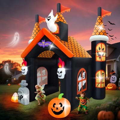 Thuys – 12FT Halloween Opblaasbare Boog – Grote Spookhuis Tunnel – Met Geest En Pompoen