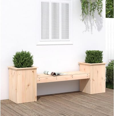 Bank met bloembak - Tuinbank bloembak - Buiten zitten - 2-in-1 design - 1845 cm - Houtkleurig