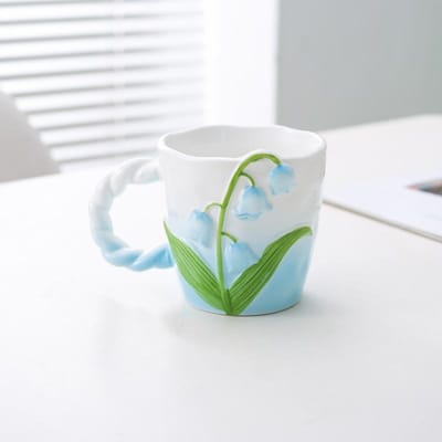 Belle Tasse en Céramique Muguet Tasse à Eau Ménage Exquise et Élégante Tasse à Café Tasse à Thé Cadeau Cadeaux 301-400ml