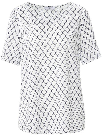 Blouseshirt korte mouwen en print Van Peter Hahn wit
