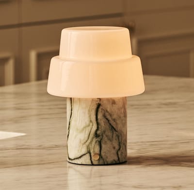 Tavellio Pissaro Draadloze Tafellamp – H15 – Ice Green Marmer en Glas – Tot 100 uur