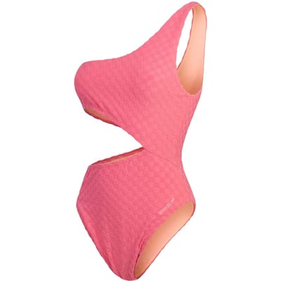 Speedo Dameszwempak met uitgesneden details en een dambordpatroon in reliëf (Lichtroze)