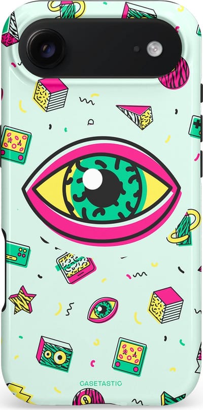 Casetastic hoesje geschikt voor Apple iPhone Air - MagSafe - Dubbellaagse bescherming - Retro 80s vibes - Fashion Case - Wit Saliegroen Lichtgrijs