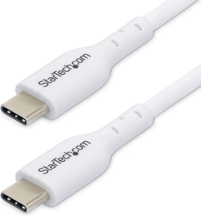 StarTech.com 3m USB-C Laadkabel, Charge & Sync, 60W (3A) PD, USB 2.0, Laptop Type C Laadkabel, TPE Mantel - Witte USB-C Oplaadkabel