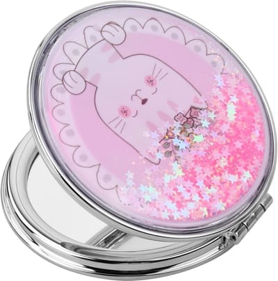 Rond Reismirror met Dubbele Versterking - Compact Make-up Spiegel voor Handtas, 7x7 cm, Ideaal voor Vrouwen en Reizen