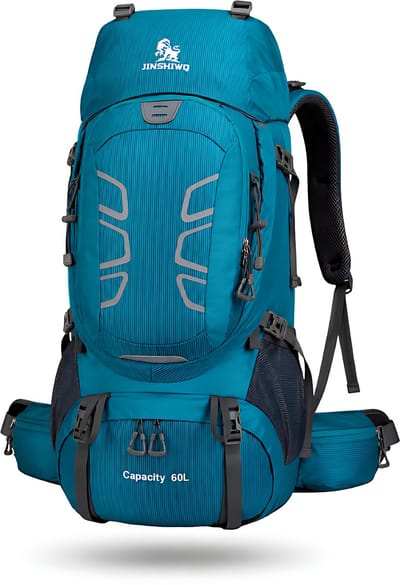 CarryQuest® 60L Bergbeklimmen Rugzak - Weerbestendige Nylon Hiking Backpack met Rugventilatie, Heupband & Meerdere Compartimenten - Blauw