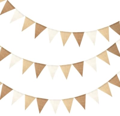 Dailygoods- Vlaggenlijn Duurzaam - Stoffen Vlaggenlijn - Feest Decoratie - Jute Bunting - Verjaardagsvlaggen - Bruin-Beige Kleur - Feestdecoratie