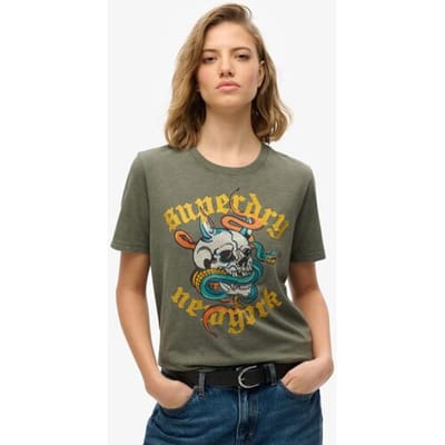 Superdry - Neo Trad Tattoo T-shirt met relaxte pasvorm - Dames - T-shirts