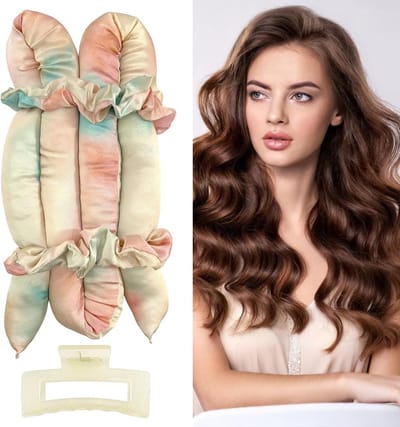Hittevrije Haarrollers - Krulstaven Zonder Hitte - Overnacht Krullen - Schadevrij en Zacht - Lang Kort Haar - Tie-Dye Kleuren