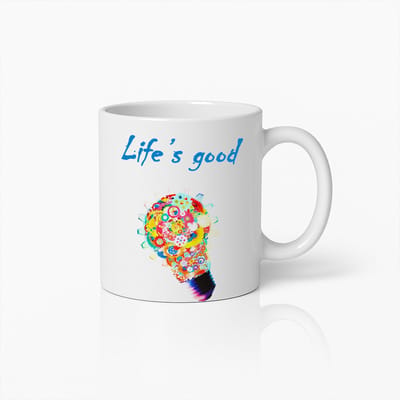 Life’s Good Inspirerende Lampenkop Mok – Kleurrijke Creatieve Koffiebeker voor Positieve Energie