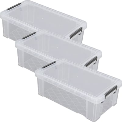 Whitefurze Opbergbox - 5x stuks - 5.8 liter - Transparant - 35 x 19 x 12 cm - kunststof - opslag oplossingen - kist - met deksel