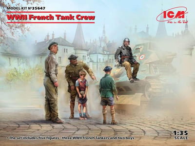 ICM Modelbouwpakket Militaire voertuigen - 35647 WWII French Tank Crew (5 figures) Plastic - 1:35 - Modelbouw