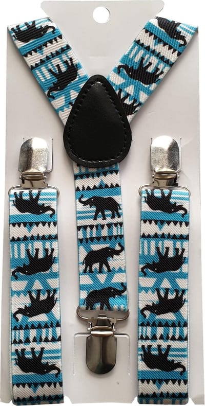Fako Fashion® - Kinder Bretels - Print - Olifant - 65cm - Blauw