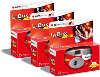 Wegwerpcamera LeBox Flash - Eenmalige camera Disposable camera - Feestjes en reizen - Met ingebouwde flitser - 27 foto's