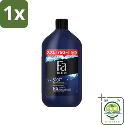 1 x Fa Men - Sport - Douchegel - Groene Citrus - 750 ml - Douchegel - Mannen - Groene Citrus - Verfrissend - Sport