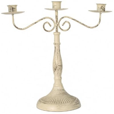 Porte-bougie en fer Vintage Romantique Accessoires de dîner aux chandelles Décoration de table à bougies pour la famille beige