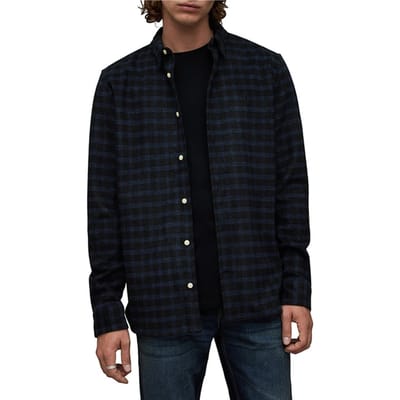 AllSaints Volans Ls Shirt Jet Black Size: XS | Casual Shirts Outlet | Heren | Blauw