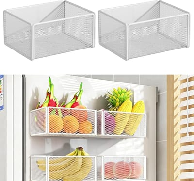 Magnetische Keukenorganizer, Multifunctionele Magnetische Plank voor Specerijen, Koelkast en Wasmachine, Set van 2, Wit (15.8 cm)