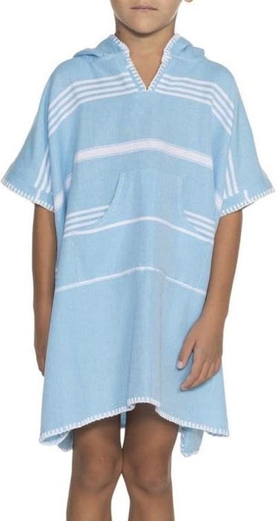 Lalay Kids Zwemponcho Leyla Turquoise - 2-3 jaar - jongens/meisjes/unisex pasvorm - poncho handdoek voor kinderen met capuchon - zwemponcho - badcape - badponcho