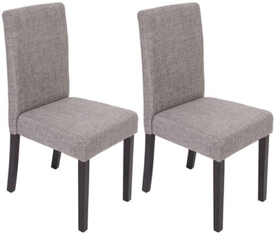 Set van 2 eetkamerstoelen Keukenstoel Littau ~ textiel, grijs, donkere poten