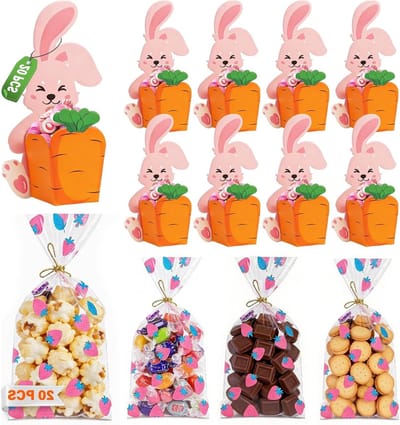 40 Paaseieren Mandjes, Paashaas Tassen, Worteldozen voor Vulling, Geschenkdozen, Kleine Paasnestjes voor Kinderen, Perfect voor Snoep, Chocolade en Paaseieren