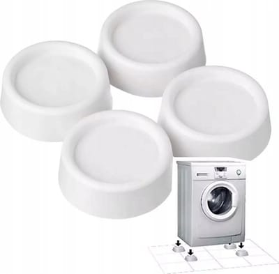 Trillingsdempers Voetjes Voor Wasmachine & Droger - Anti Trilling / Vibratie Dempers Pads Verhoger - Antislip Rubber Pootjes Extra Dik - Schokdempers - Set Van 4 Stuks - Wit