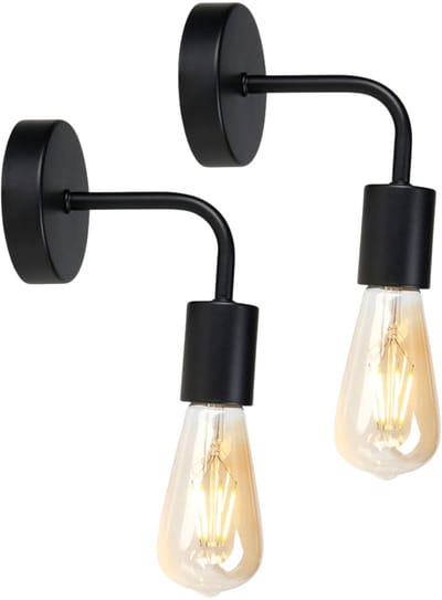 Ostaria Wandlamp - 2x - zwart - metaal - industrieel - E27 - binnen / woonkamer
