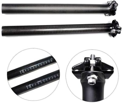 Fiets Zadelpen - Zadelpen Koolstofvezel - Fietsen Verbeteren - Extreem Licht Ontwerp - 27.2 En 31.6 Mm - Zwart