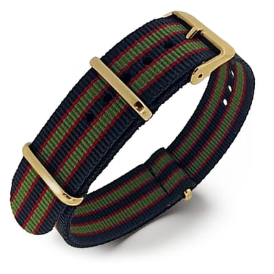 NATO Horlogeband G10 Military Nylon Strap - James Bond Original -Goud Staal - 16mm