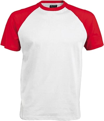 Kariban Herenshirt met korte mouwen Baseball T-Shirt (Wit/rood)